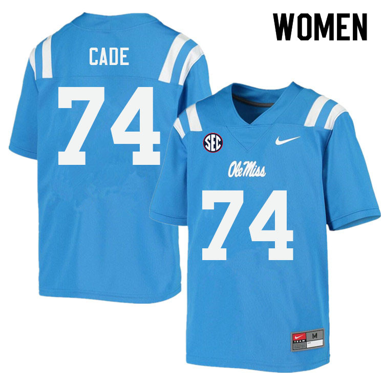 Women #74 Erick Cade Ole Miss Rebels College Football Jerseys Sale-Power Blue